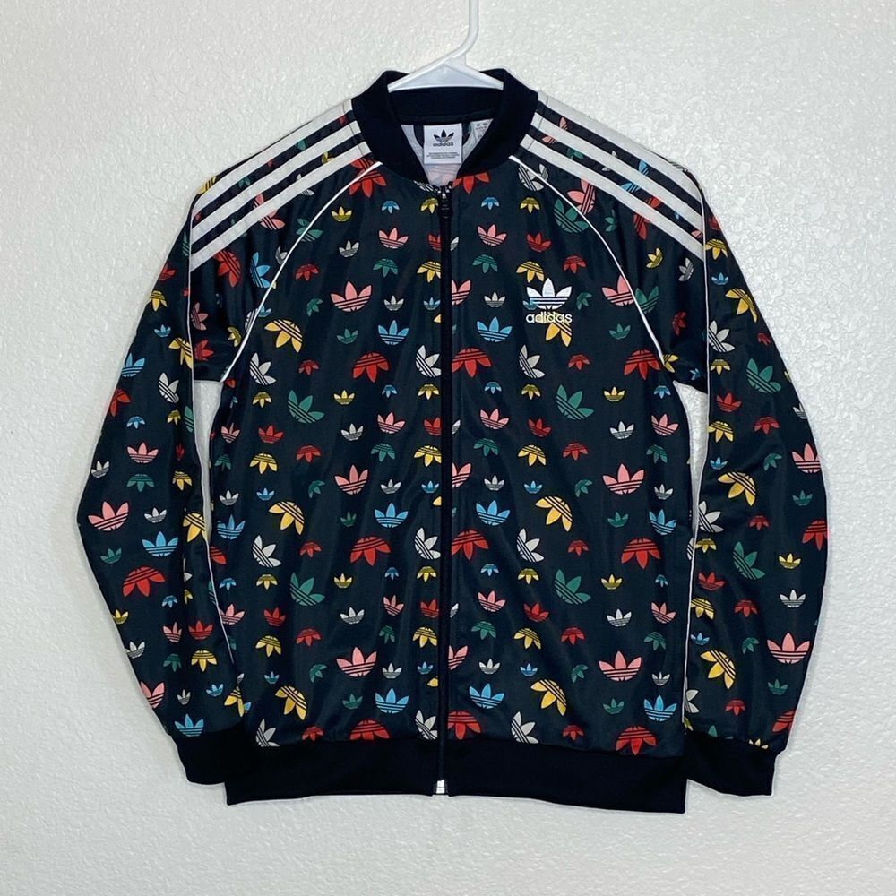 ADIDAS Trefoil All over Print Youth Full Zip Jacket Size M NWOT
